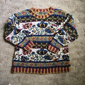 Vintage LIZWEAR Colorful FLORAL Patterned Sweater